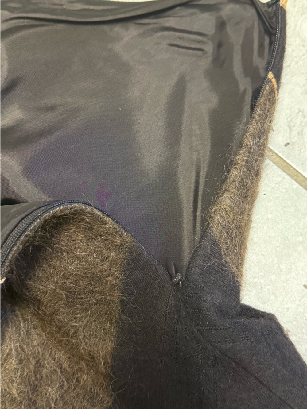 Chloe Black and Brown Asymmetrical Mohair Midi Skirt - Picture 6 of 7